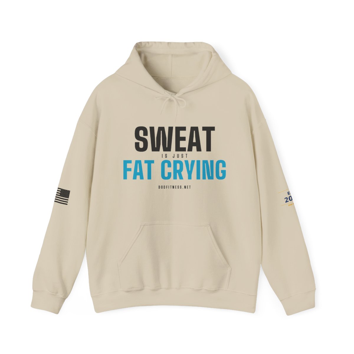 Fat Crying Frown hoodie in Sand - funny gym hoodie by DoD Fitness