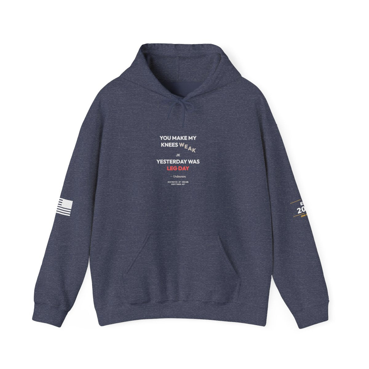 Knees Weak hoodie in Heather Sport Dark Navy - funny gym shirt by DoD Fitness