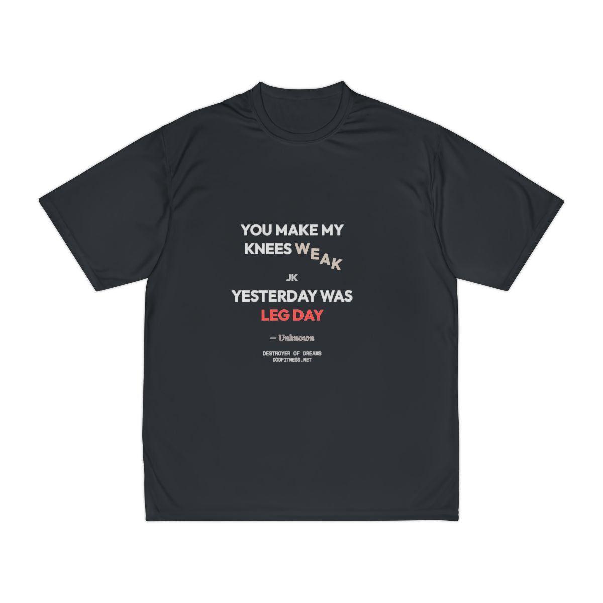 Knees Weak moisture wicking shirt in Black - funny gym shirt by DoD Fitness