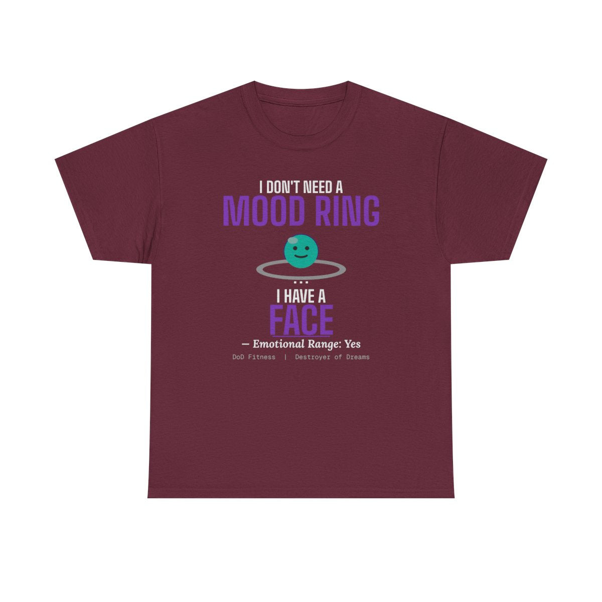 Mood Ring women's tee in Maroon - funny gym shirt by DoD Fitness