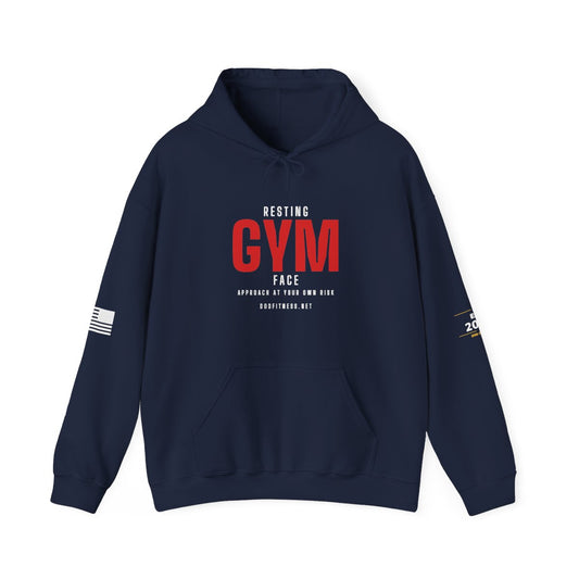 Resting Gym Face hoodie in Navy - funny gym hoodie by DoD Fitness
