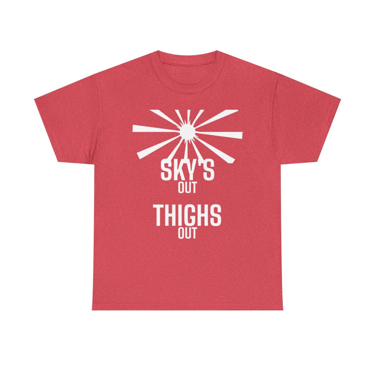 Sky's Out women's tee in Heather Red - funny gym shirt by DoD Fitness