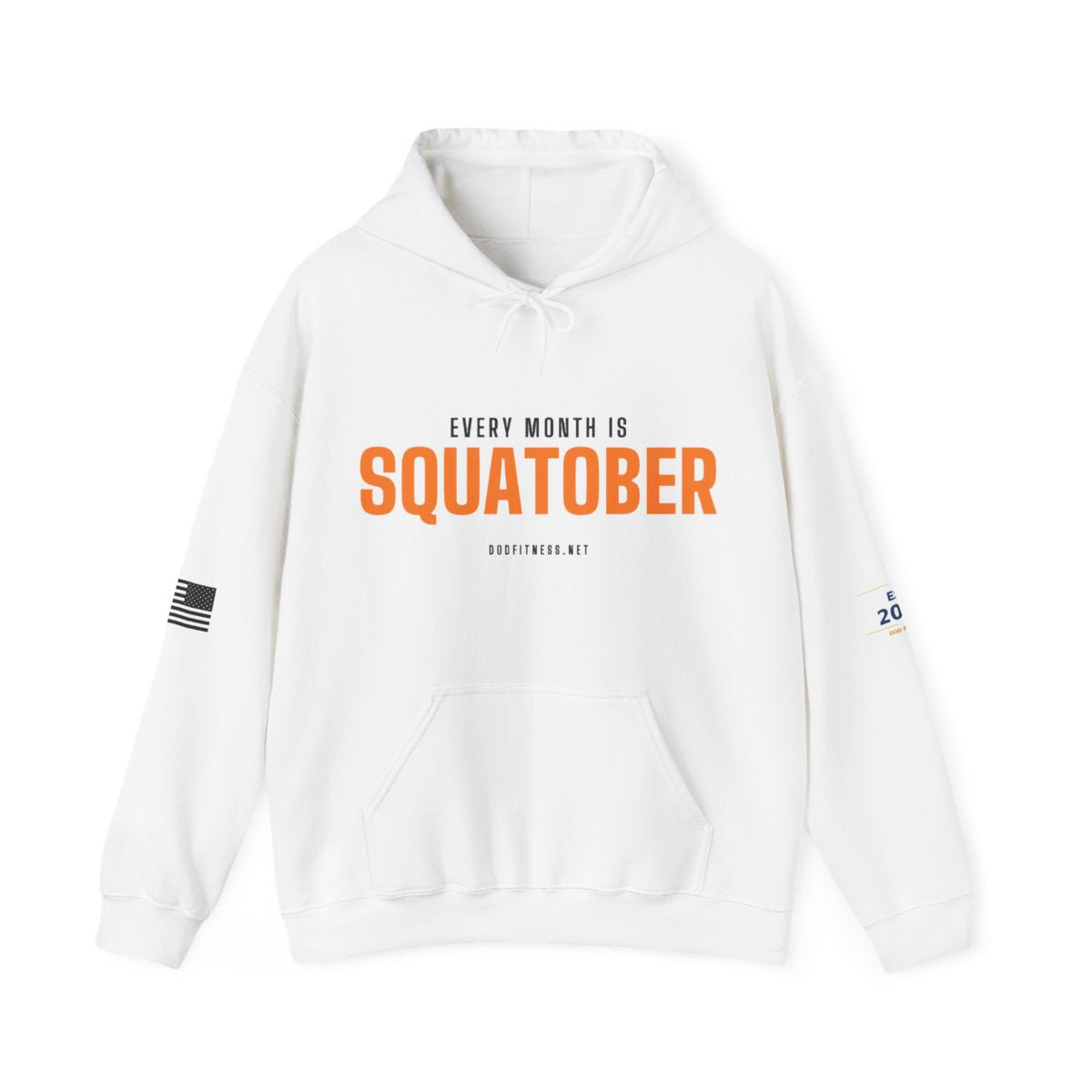 Squatober hoodie in White - funny gym hoodie by DoD Fitness