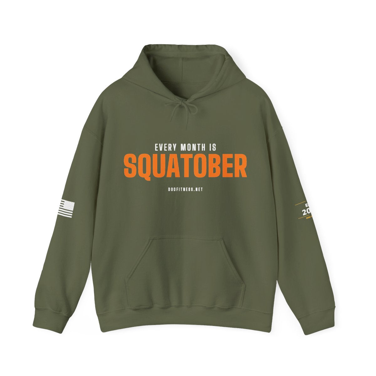 Squatober hoodie in Military Green - funny gym hoodie by DoD Fitness