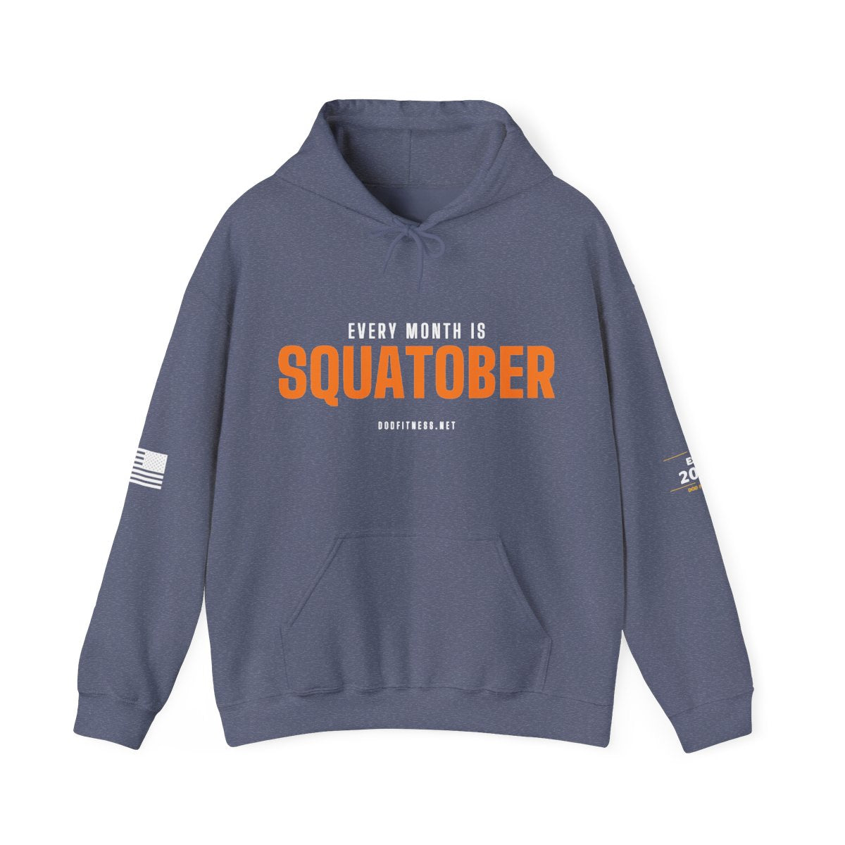 Squatober hoodie in Heather Navy - funny gym hoodie by DoD Fitness