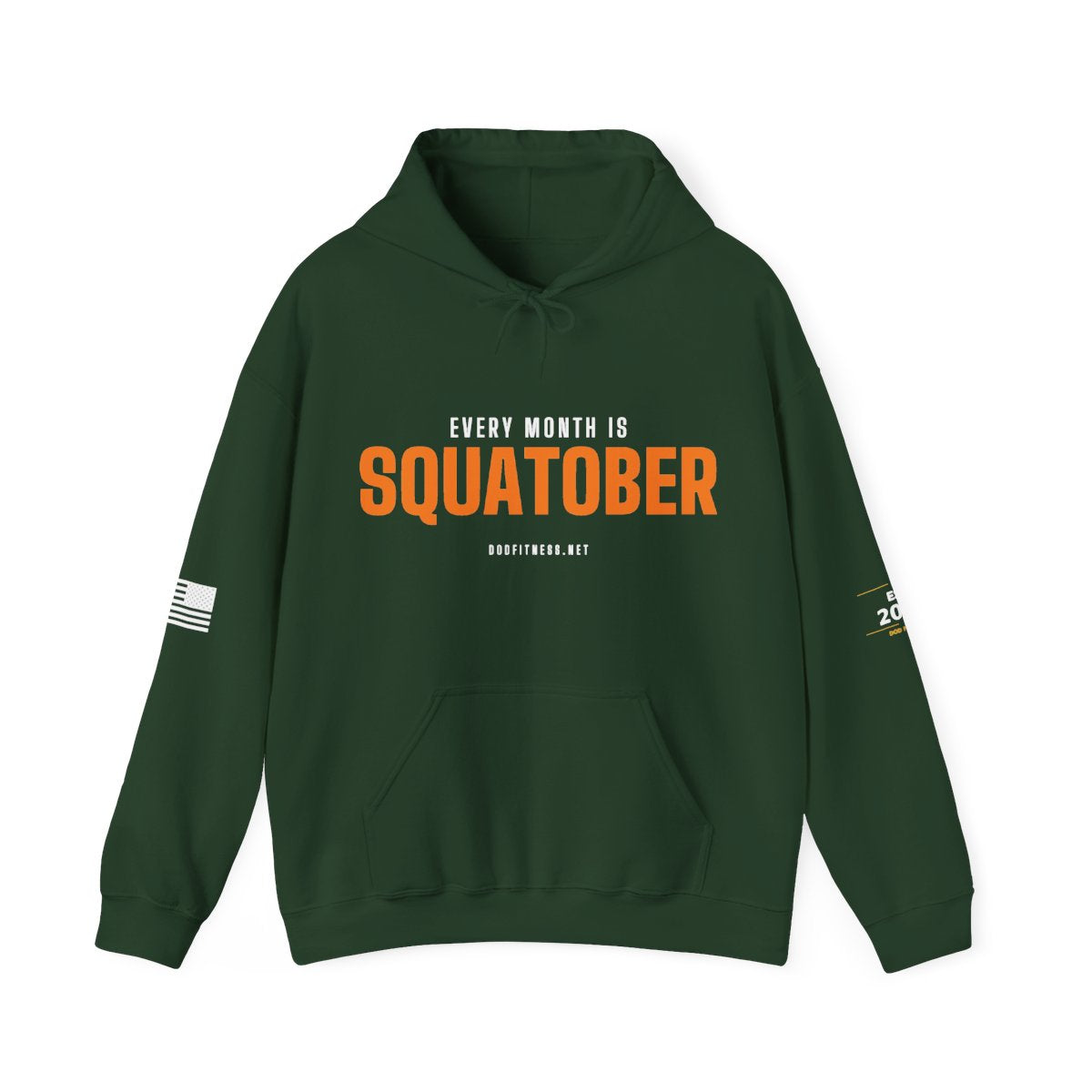Squatober hoodie in Forest Green - funny gym hoodie by DoD Fitness
