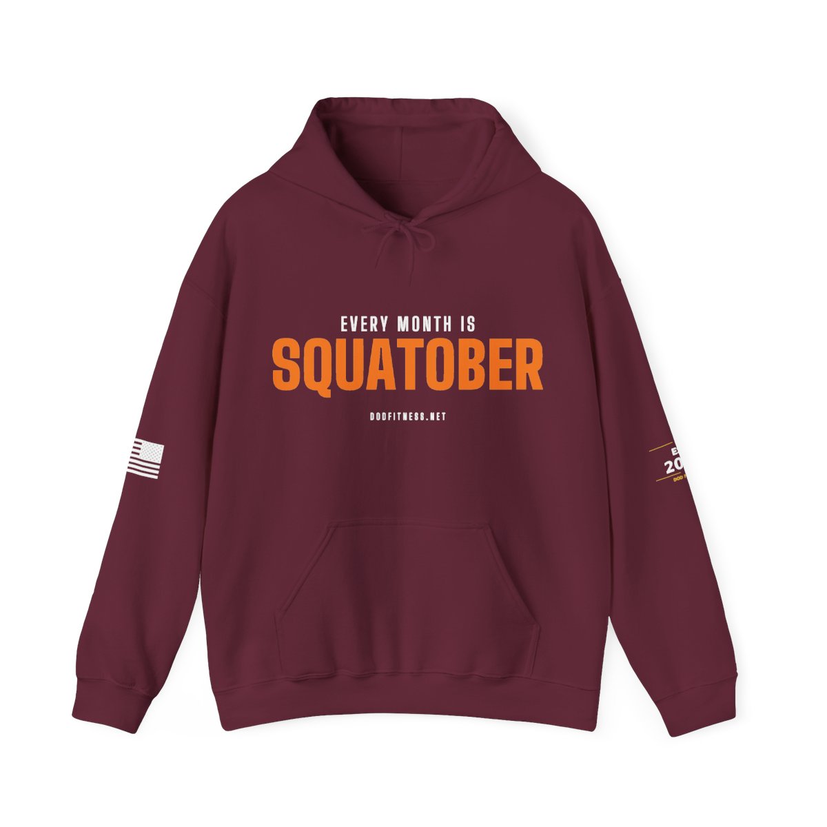 Squatober hoodie in Maroon - funny gym hoodie by DoD Fitness