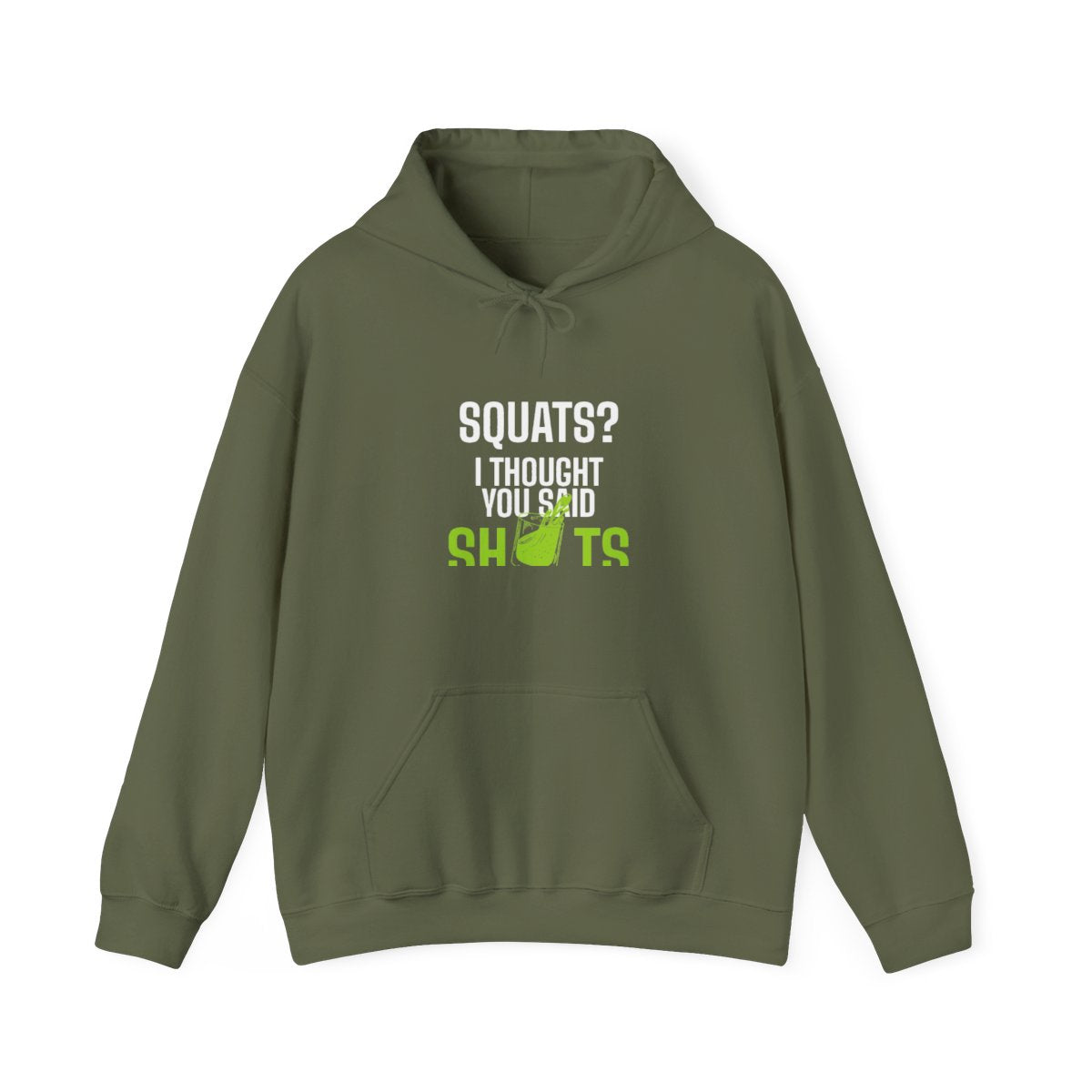 Squats Shots hoodie in Military Green - funny gym hoodie by DoD Fitness