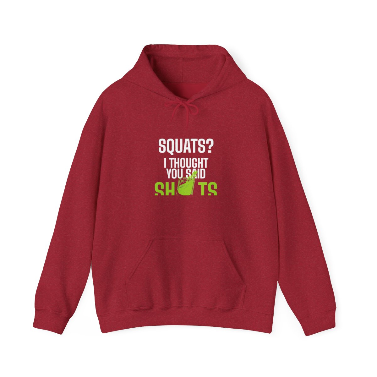 Squats Shots hoodie in Cherry Red - funny gym hoodie by DoD Fitness