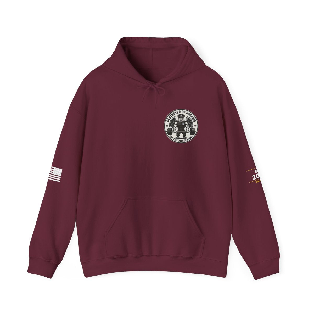 Thin Blue Line hoodie in Maroon - funny gym hoodie by DoD Fitness