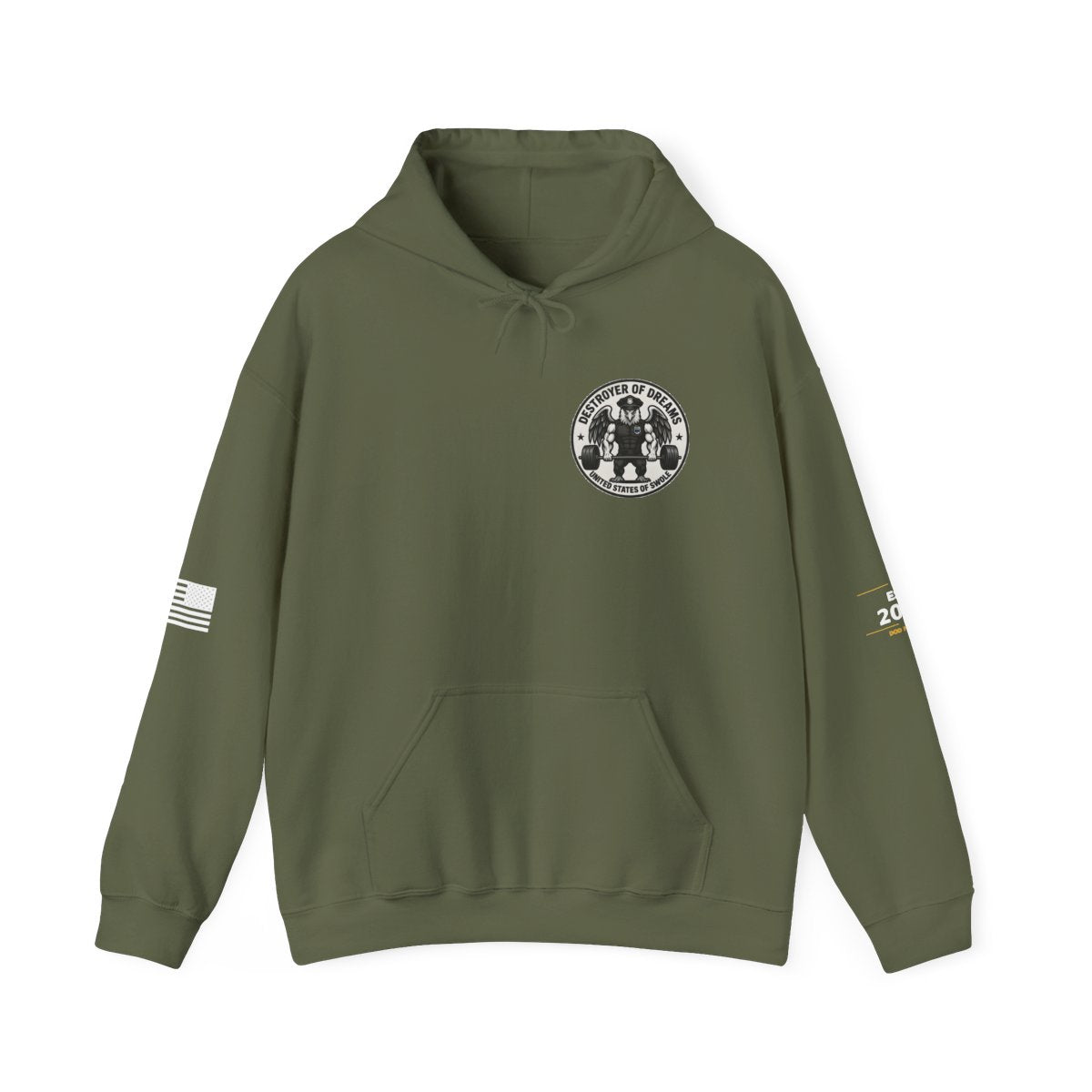 Thin Blue Line hoodie in Military Green - funny gym hoodie by DoD Fitness