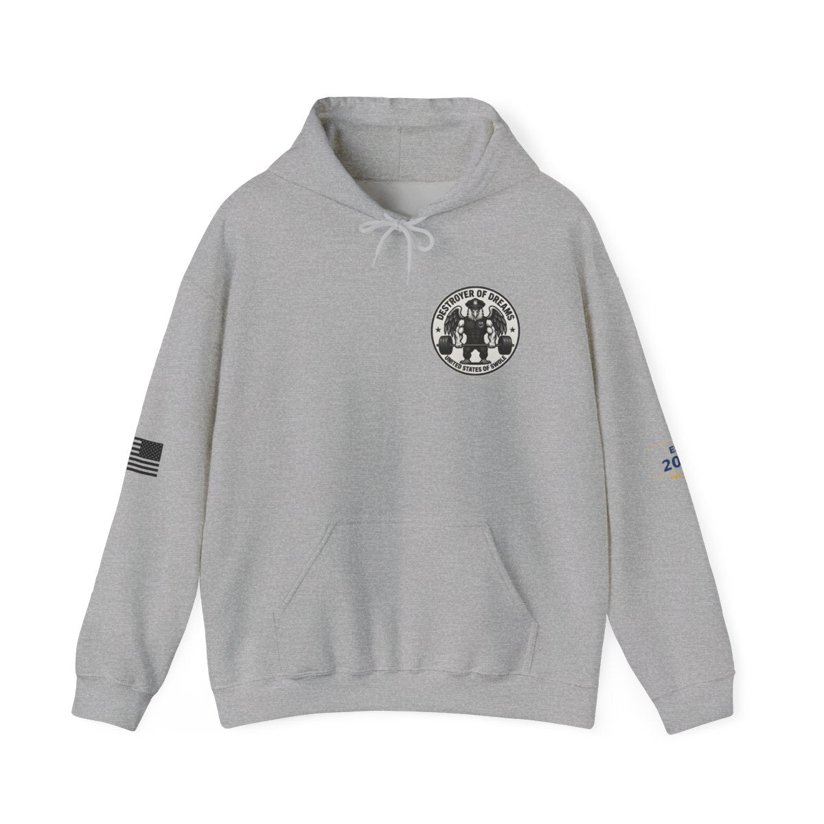 Thin Blue Line hoodie in Sport Grey - funny gym hoodie by DoD Fitness