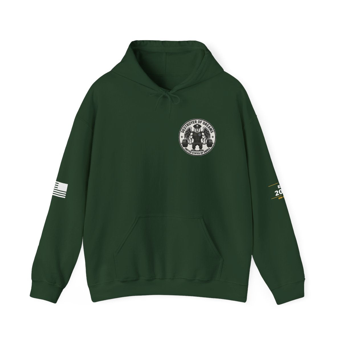 Thin Blue Line hoodie in Forest Green - funny gym hoodie by DoD Fitness