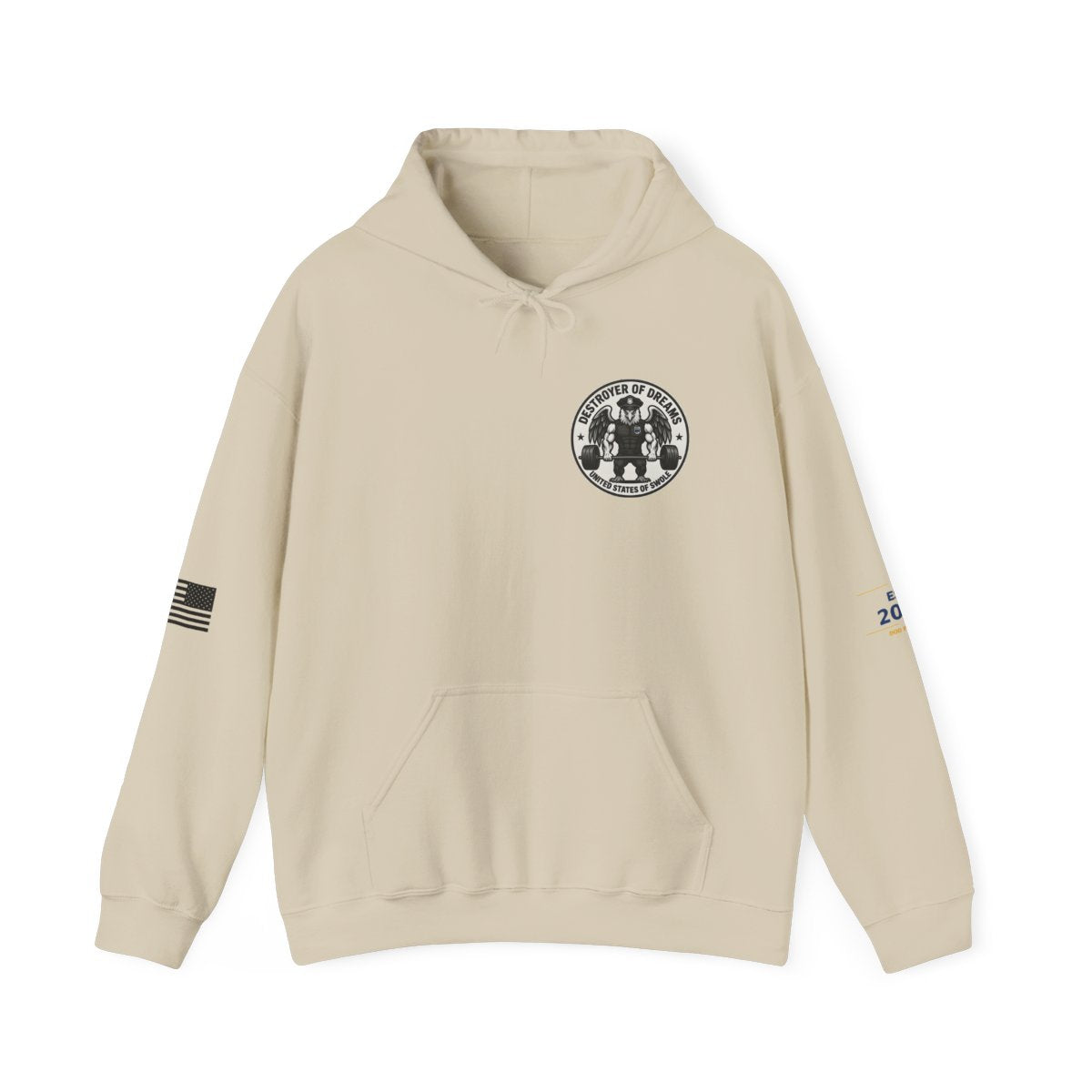 Thin Blue Line hoodie in Sand - funny gym hoodie by DoD Fitness