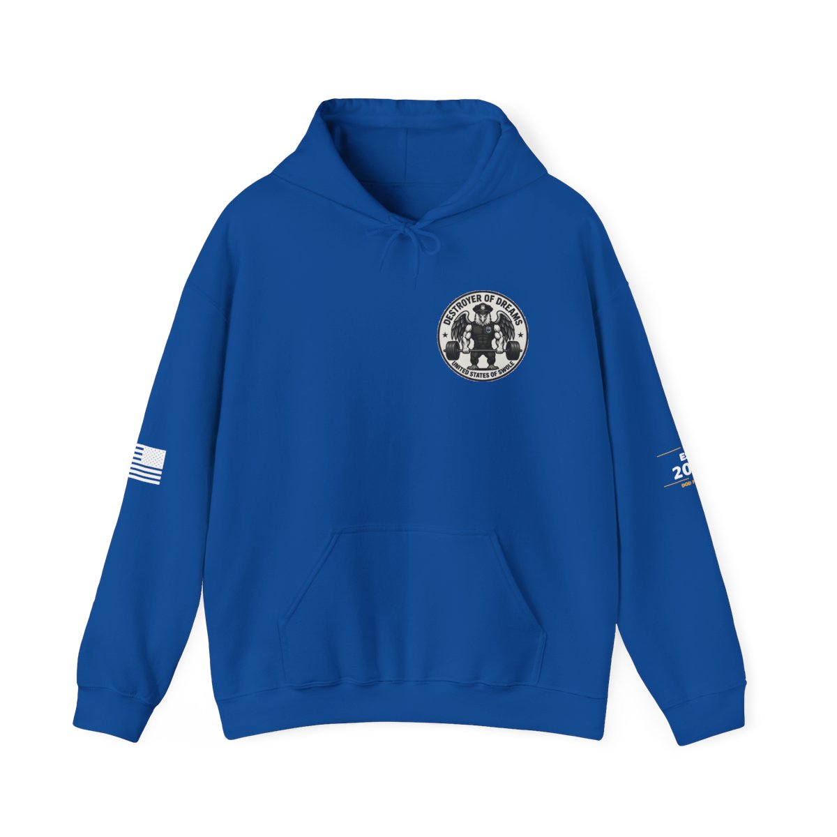 Thin Blue Line hoodie in Royal - funny gym hoodie by DoD Fitness
