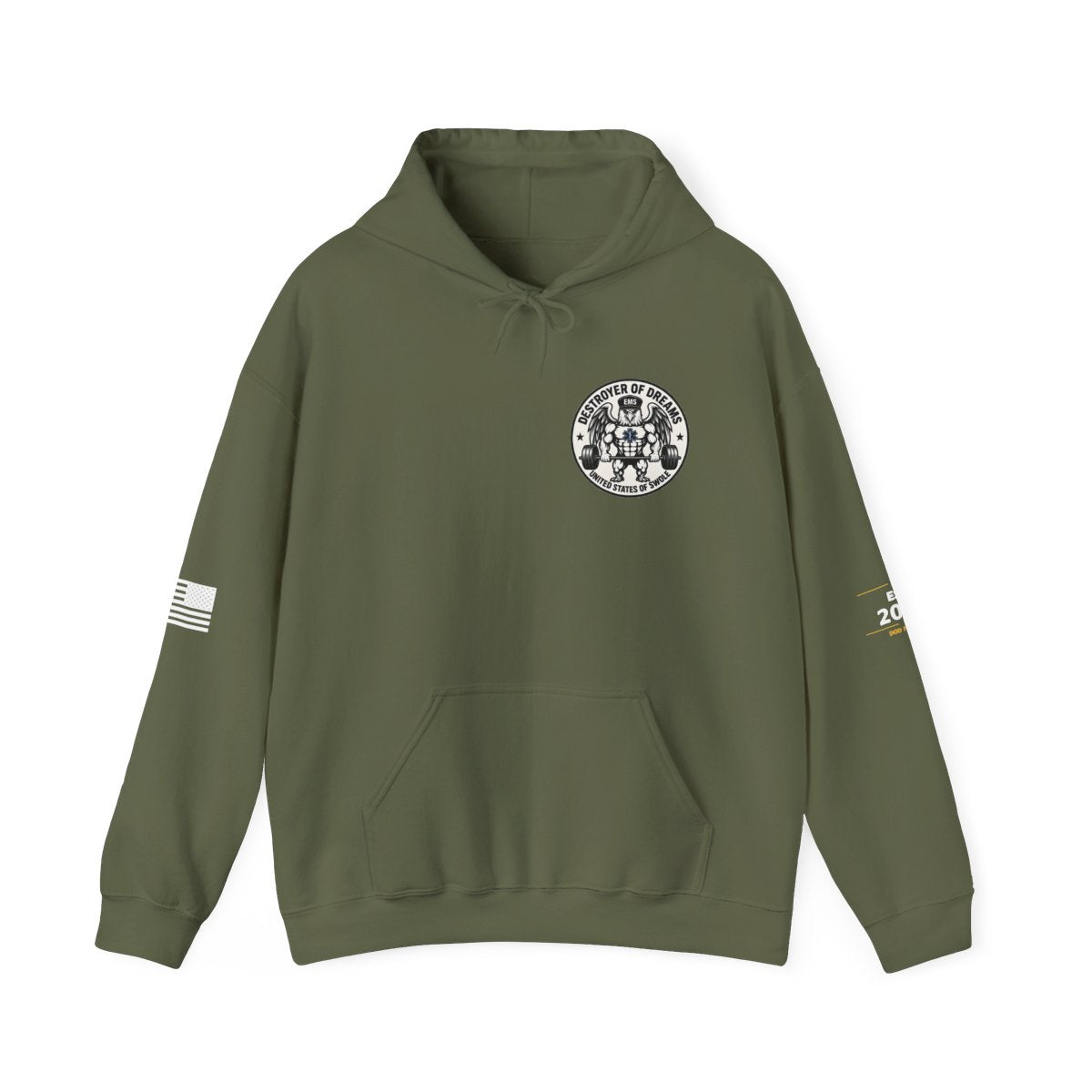 Thin Green Line hoodie in Military Green - funny gym hoodie by DoD Fitness