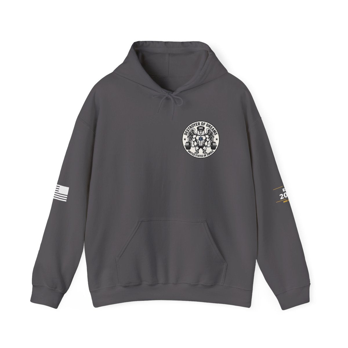 Thin Green Line hoodie in Charcoal - funny gym hoodie by DoD Fitness