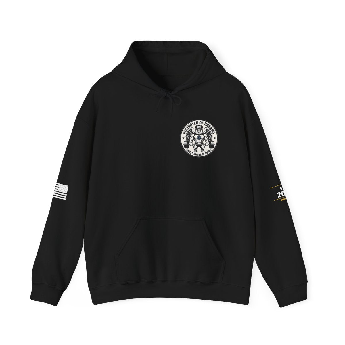 Thin Green Line hoodie in Black - funny gym hoodie by DoD Fitness