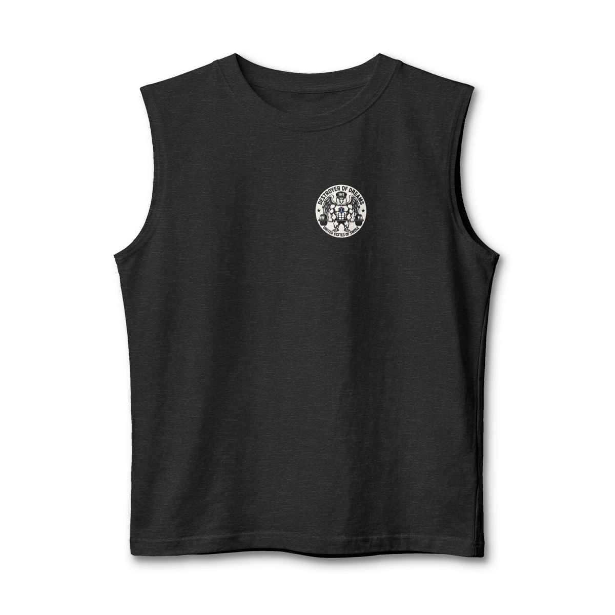 Thin Green Line stringer tank in Dark Grey Heather - funny gym shirt by DoD Fitness