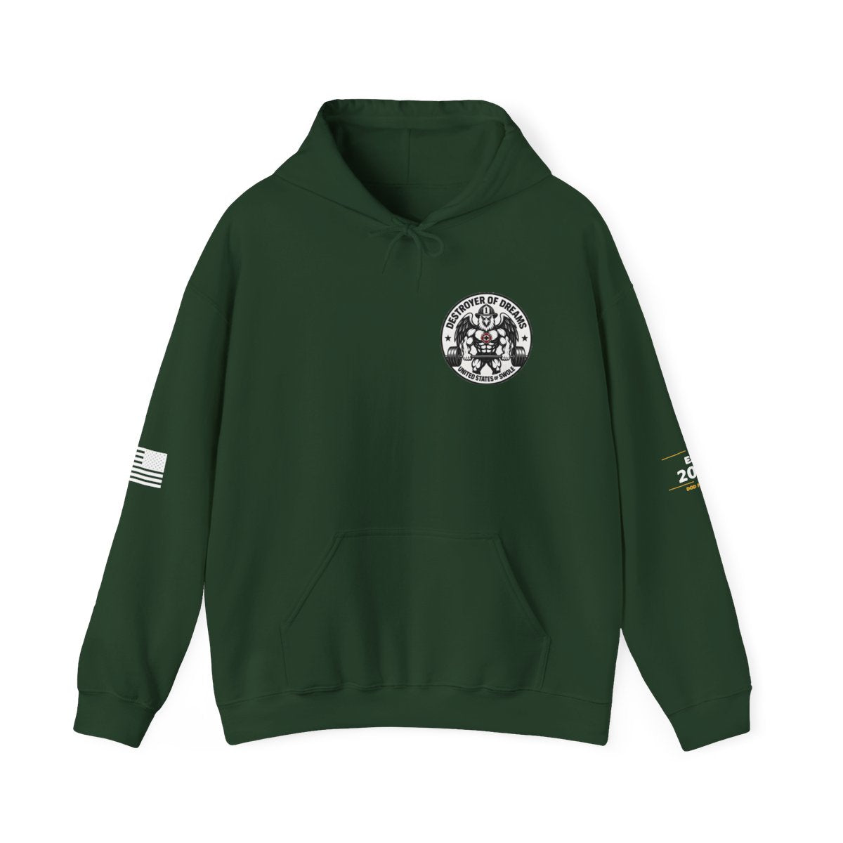 Thin Red Line hoodie in Forest Green - funny gym hoodie by DoD Fitness