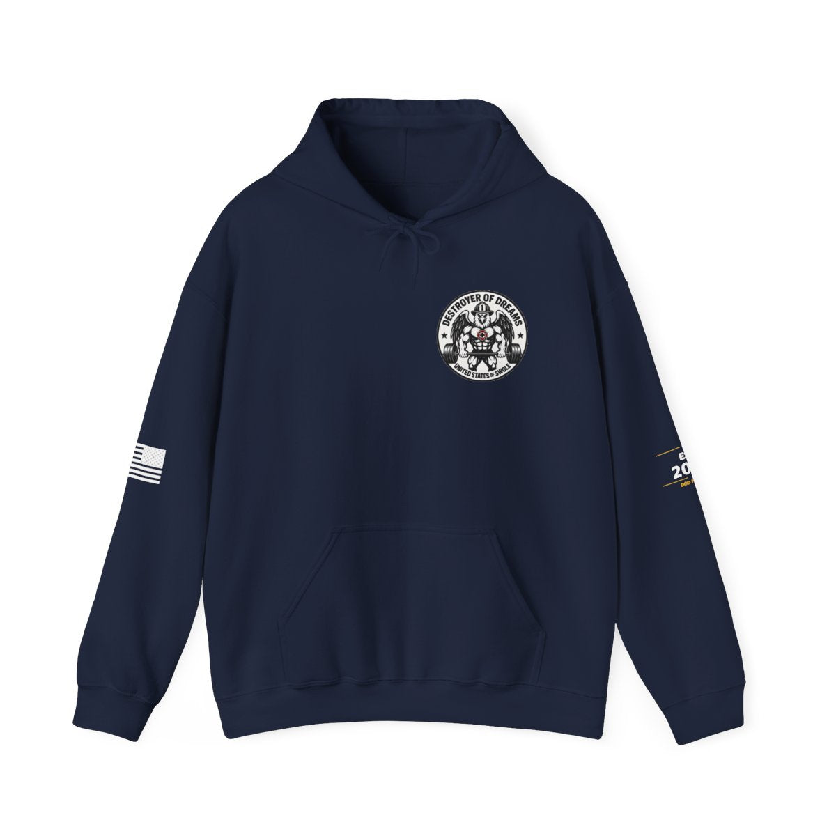 Thin Red Line hoodie in Navy - funny gym hoodie by DoD Fitness