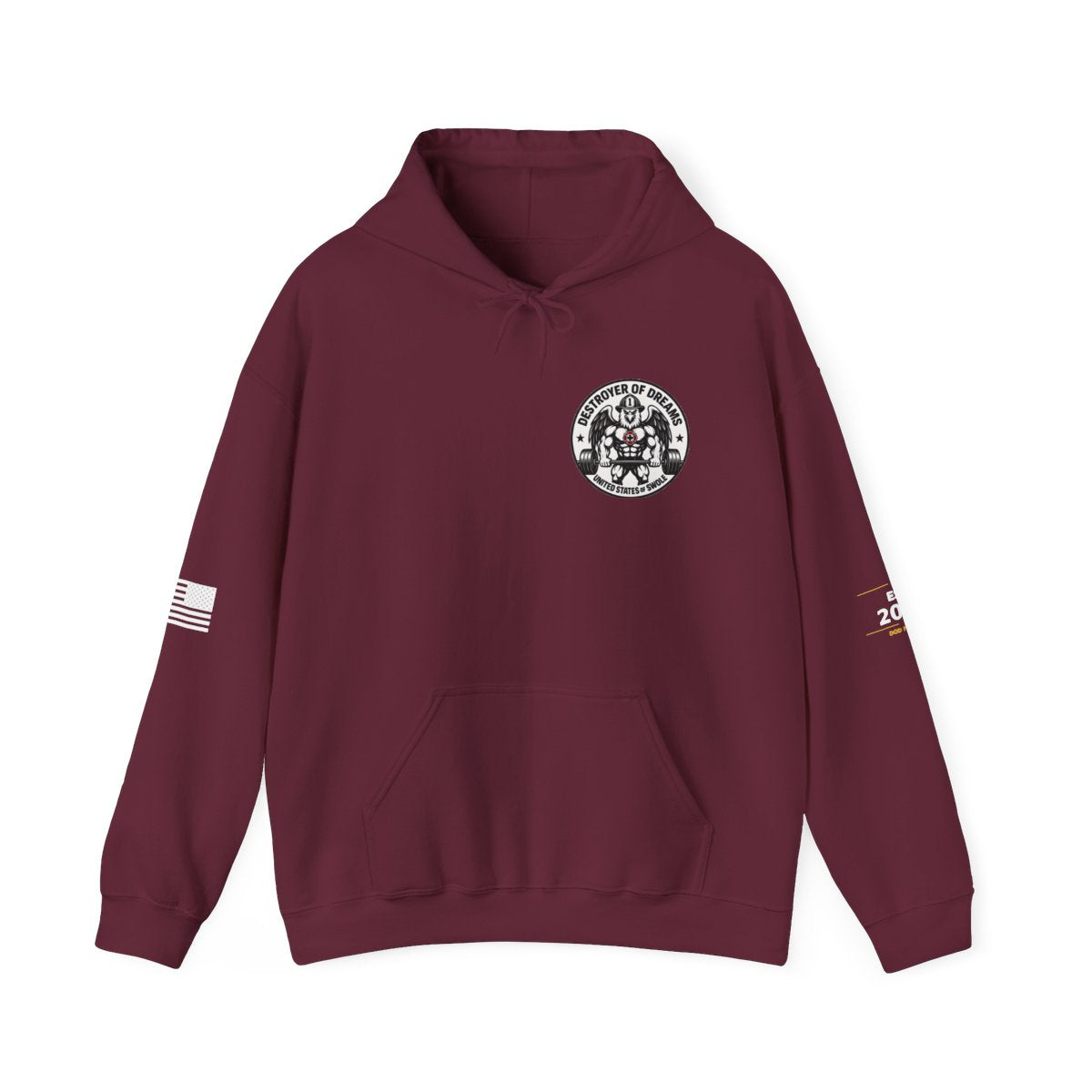 Thin Red Line hoodie in Maroon - funny gym hoodie by DoD Fitness