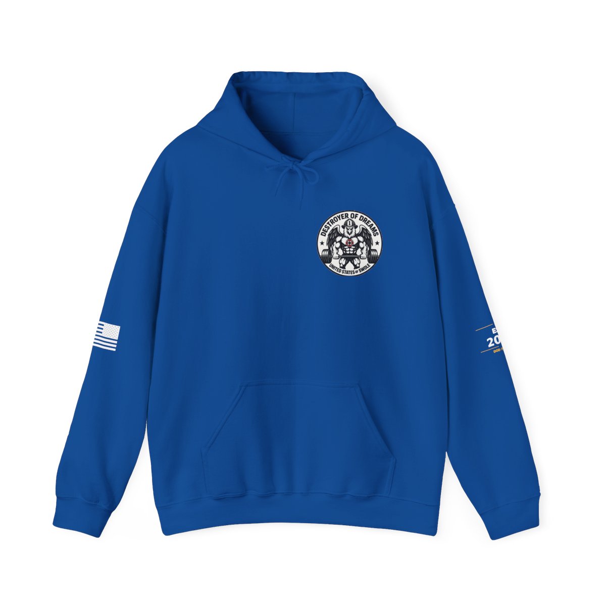 Thin Red Line hoodie in Royal - funny gym hoodie by DoD Fitness
