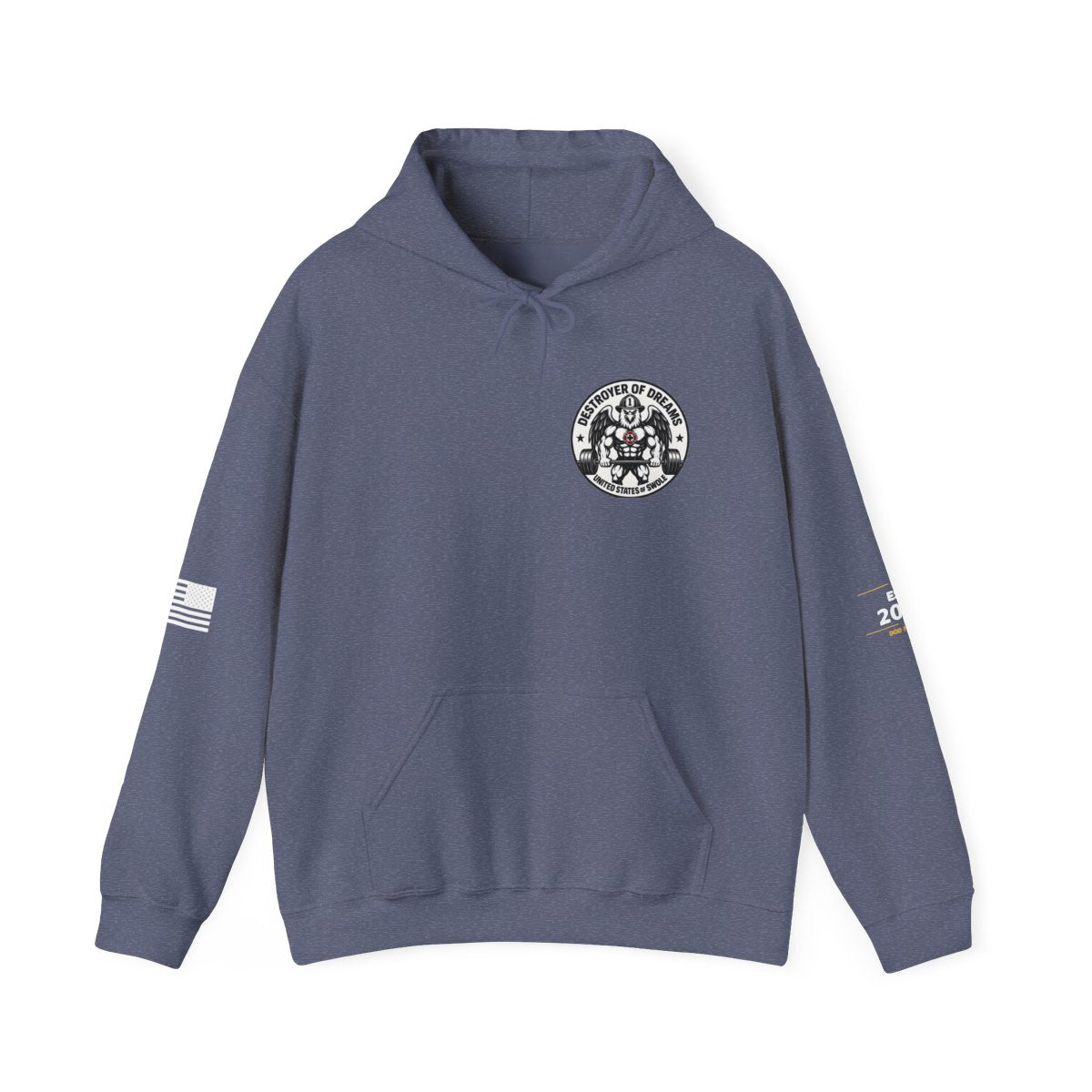 Thin Red Line hoodie in Heather Navy - funny gym hoodie by DoD Fitness