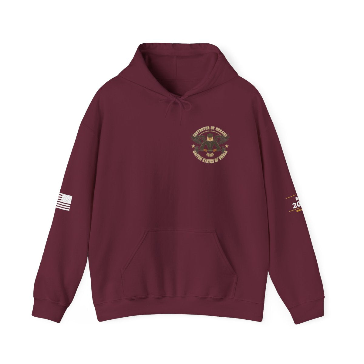 United We Serve - Military hoodie in Maroon - funny gym hoodie by DoD Fitness