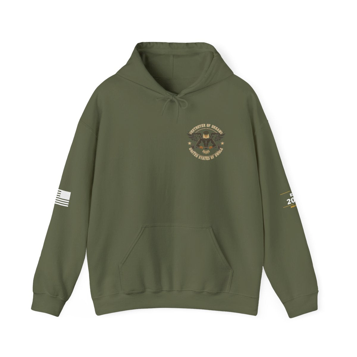 United We Serve - Military hoodie in Military Green - funny gym hoodie by DoD Fitness