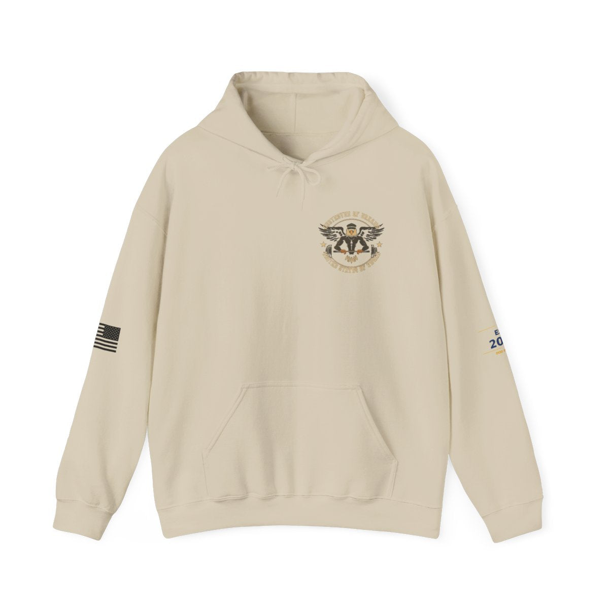 United We Serve - Military hoodie in Sand - funny gym hoodie by DoD Fitness