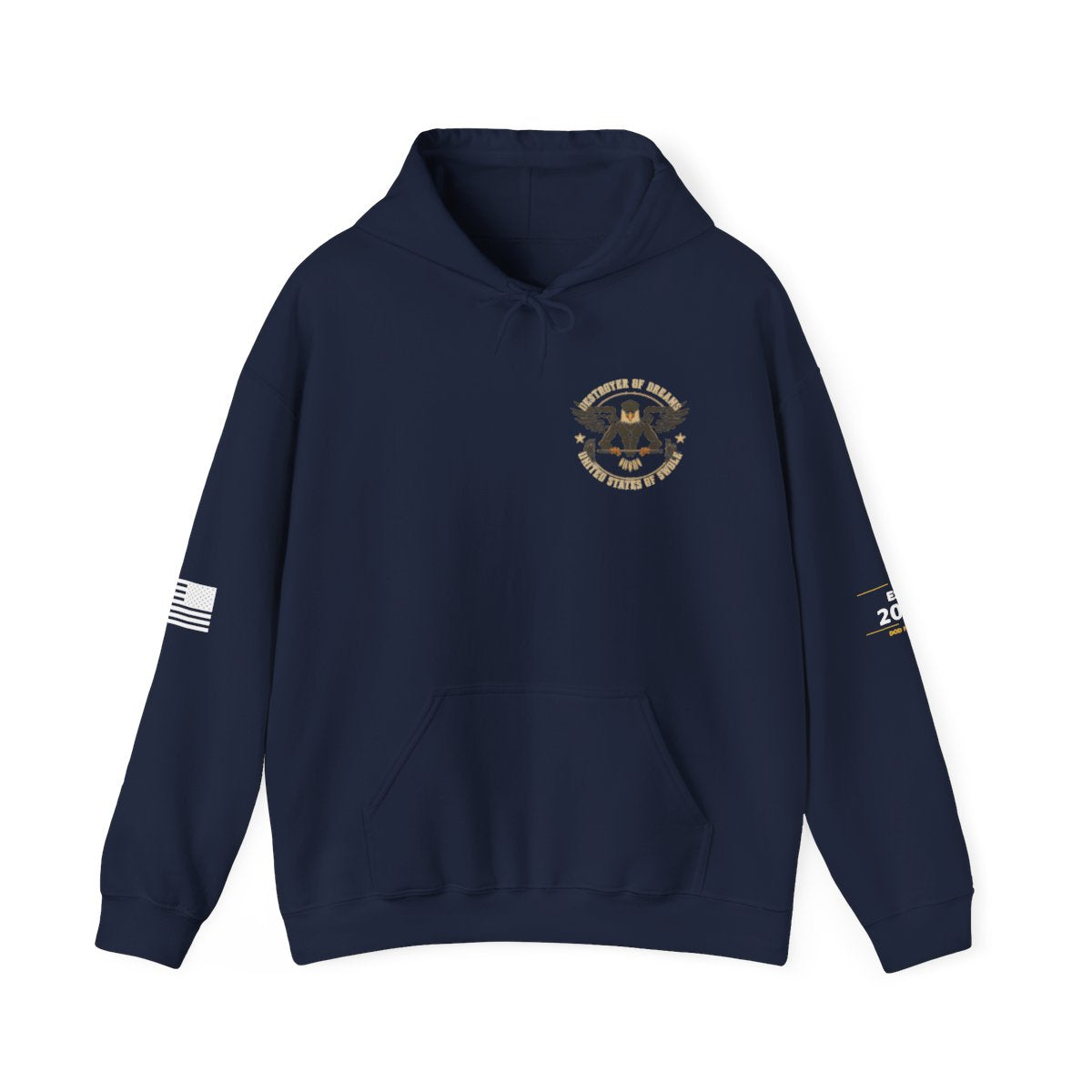 United We Serve - Military hoodie in Navy - funny gym hoodie by DoD Fitness