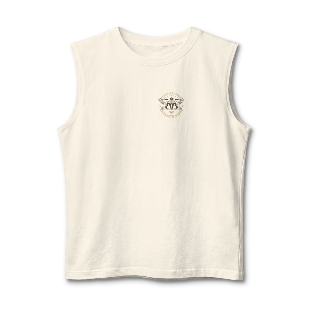 United We Serve - Military stringer tank in Natural - funny gym shirt by DoD Fitness