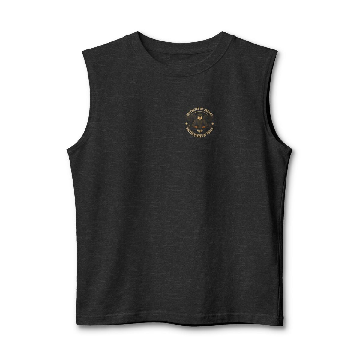 United We Serve - Military stringer tank in Dark Grey Heather - funny gym shirt by DoD Fitness