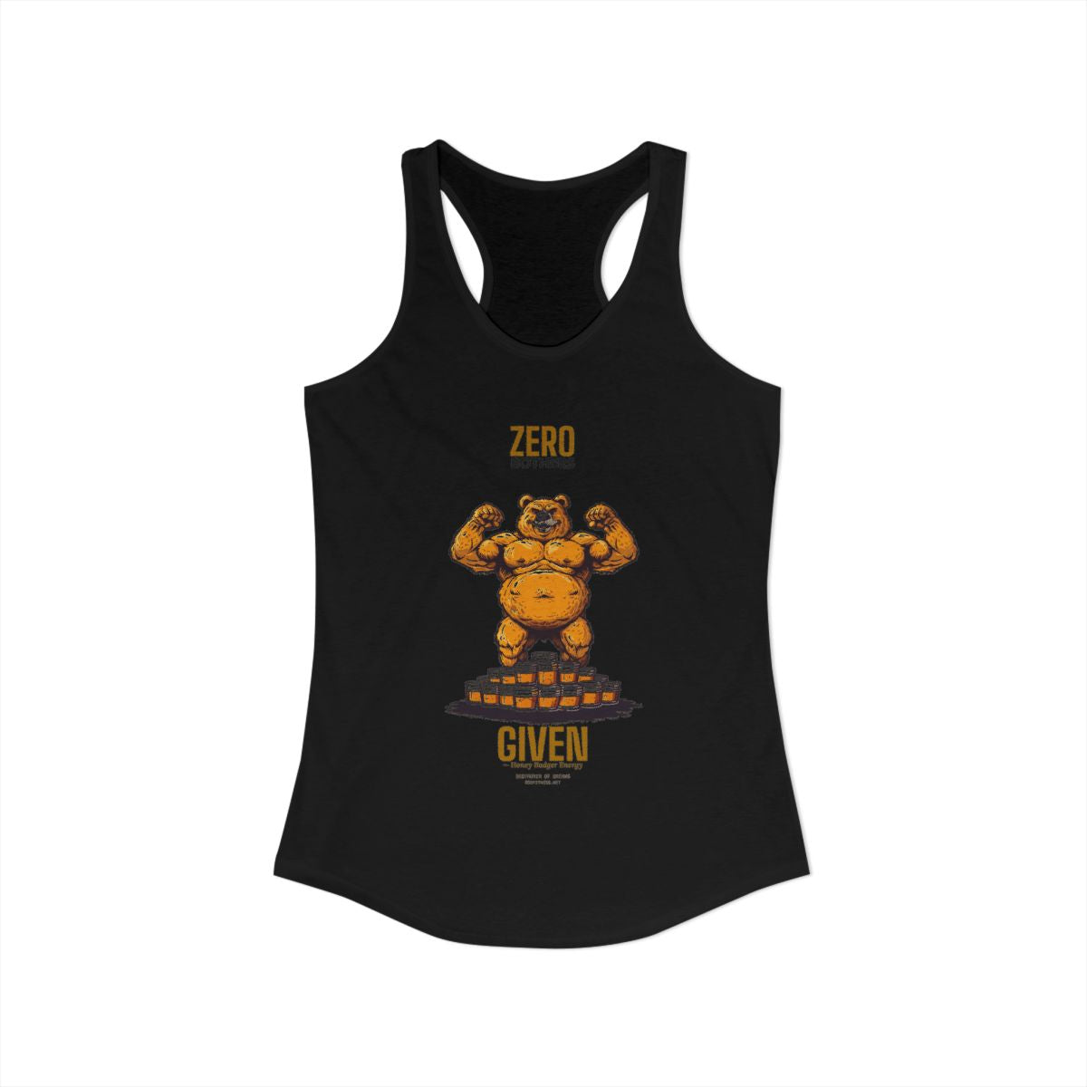 Zero Bothers women's racerback tank in Solid Black - funny gym tank by DoD Fitness