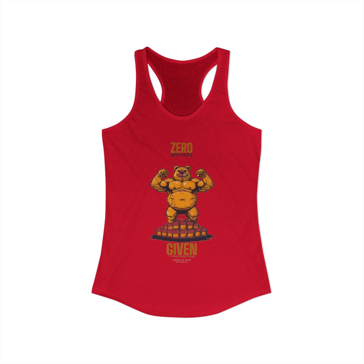 Zero Bothers women's racerback tank in Solid Red - funny gym tank by DoD Fitness