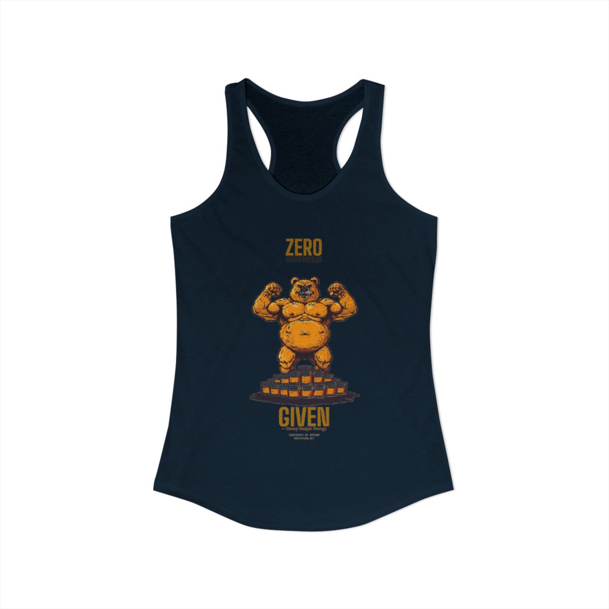 Zero Bothers women's racerback tank in Solid Midnight Navy - funny gym tank by DoD Fitness