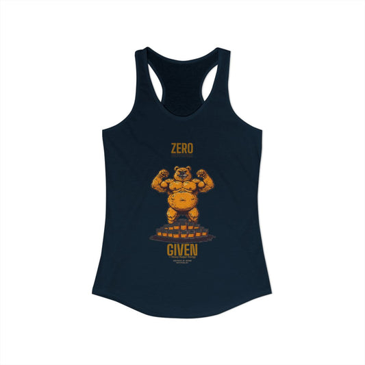 Zero Bothers women's racerback tank in Solid Midnight Navy - funny gym tank by DoD Fitness