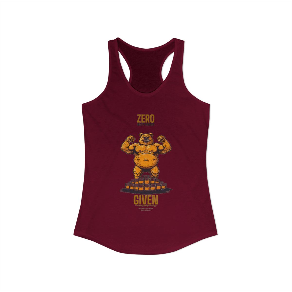 Zero Bothers women's racerback tank in Solid Cardinal Red - funny gym tank by DoD Fitness