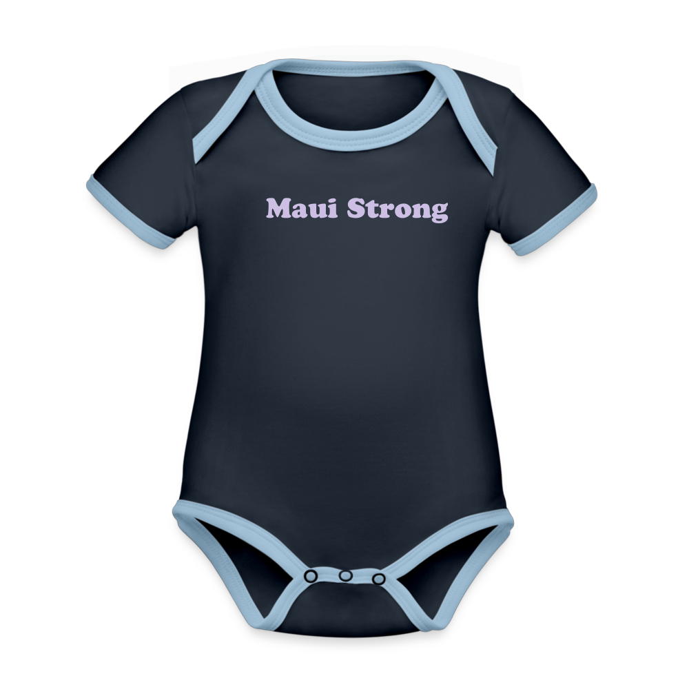 Maui Strong Organic Contrast Short Sleeve Baby Bodysuit - navy/sky