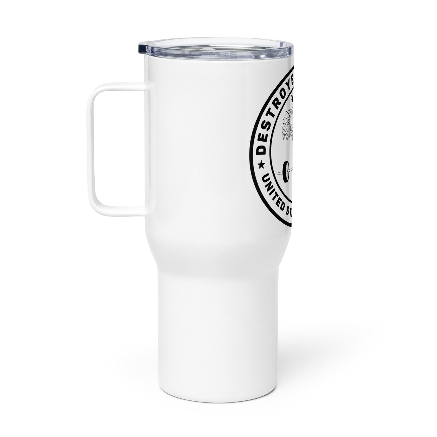 Travel mug with a handle